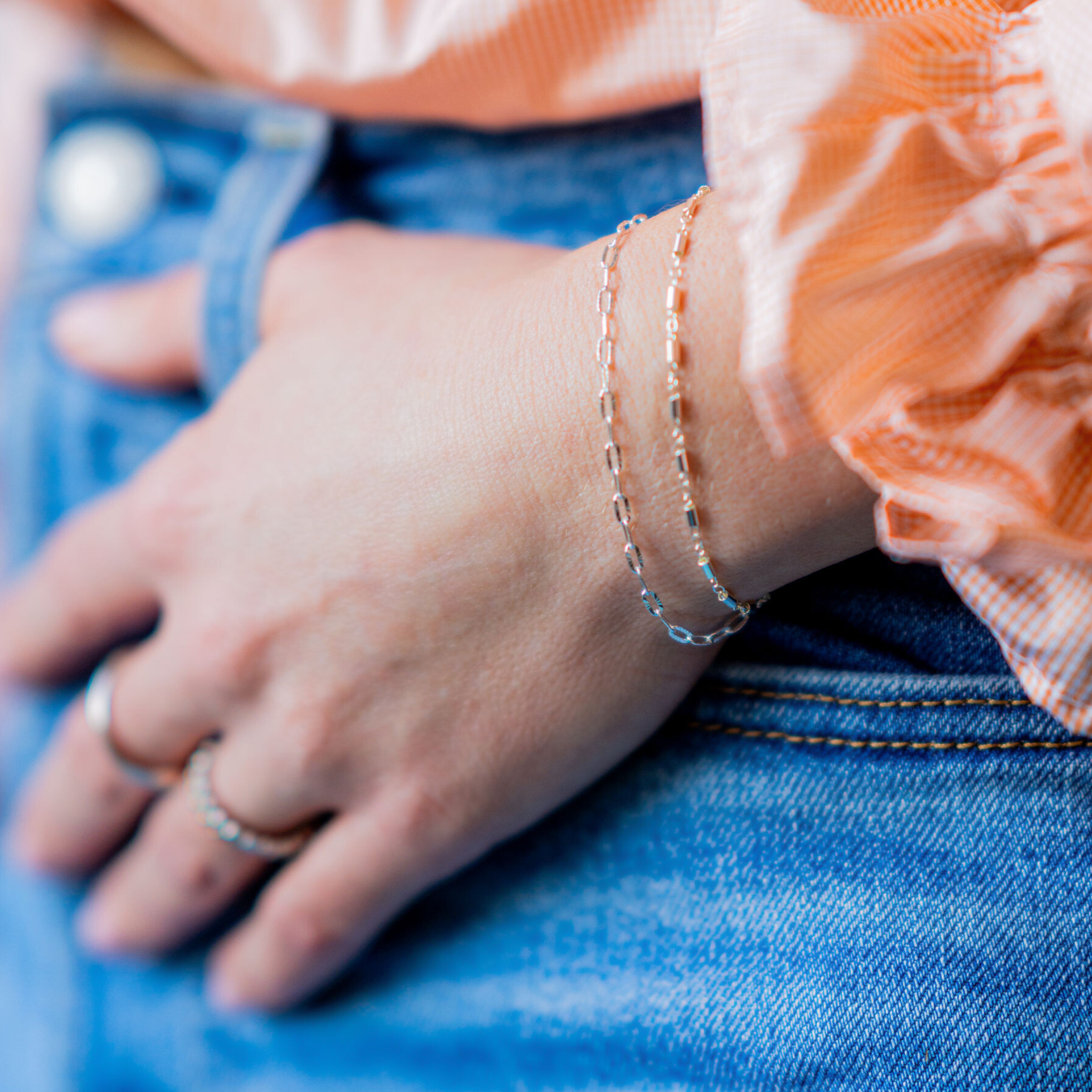 Silver textured Oval Bracelet