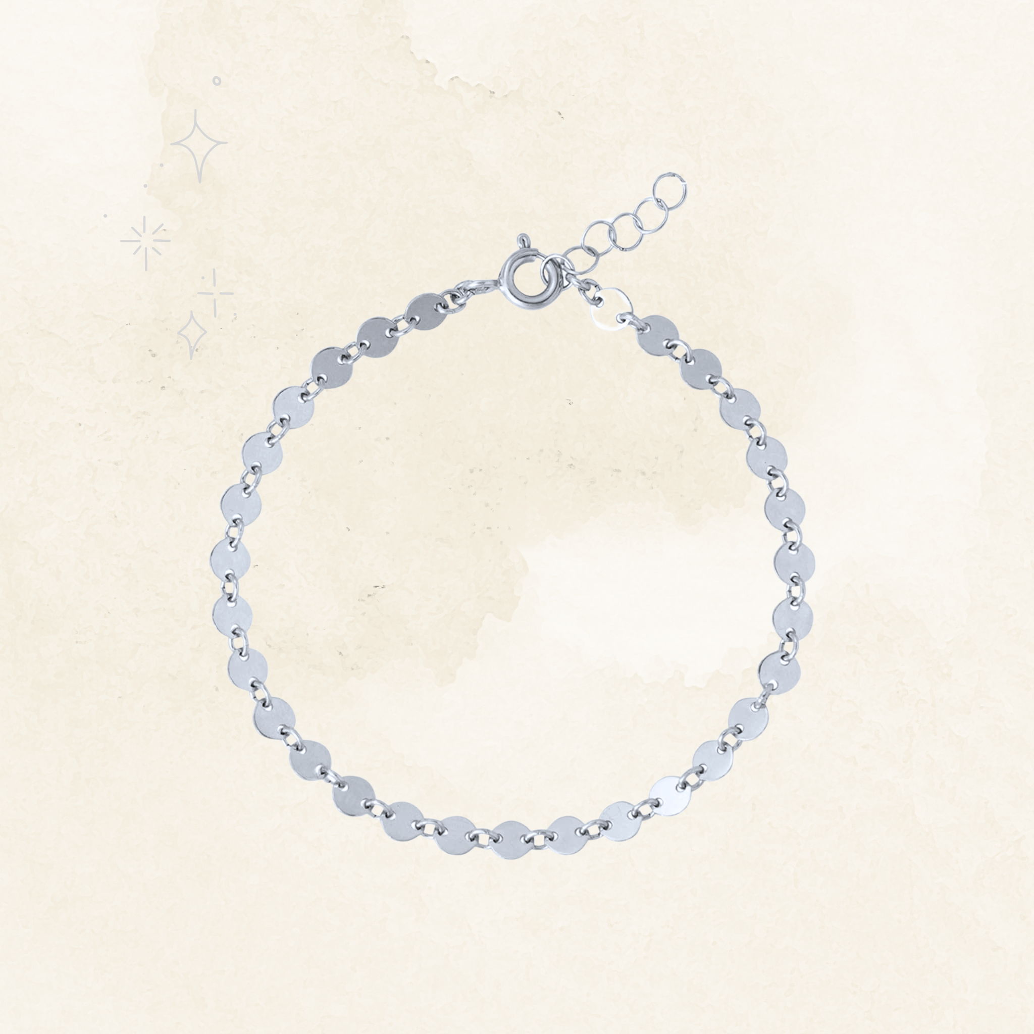 Silver Sunburst Circle Disc Bracelet