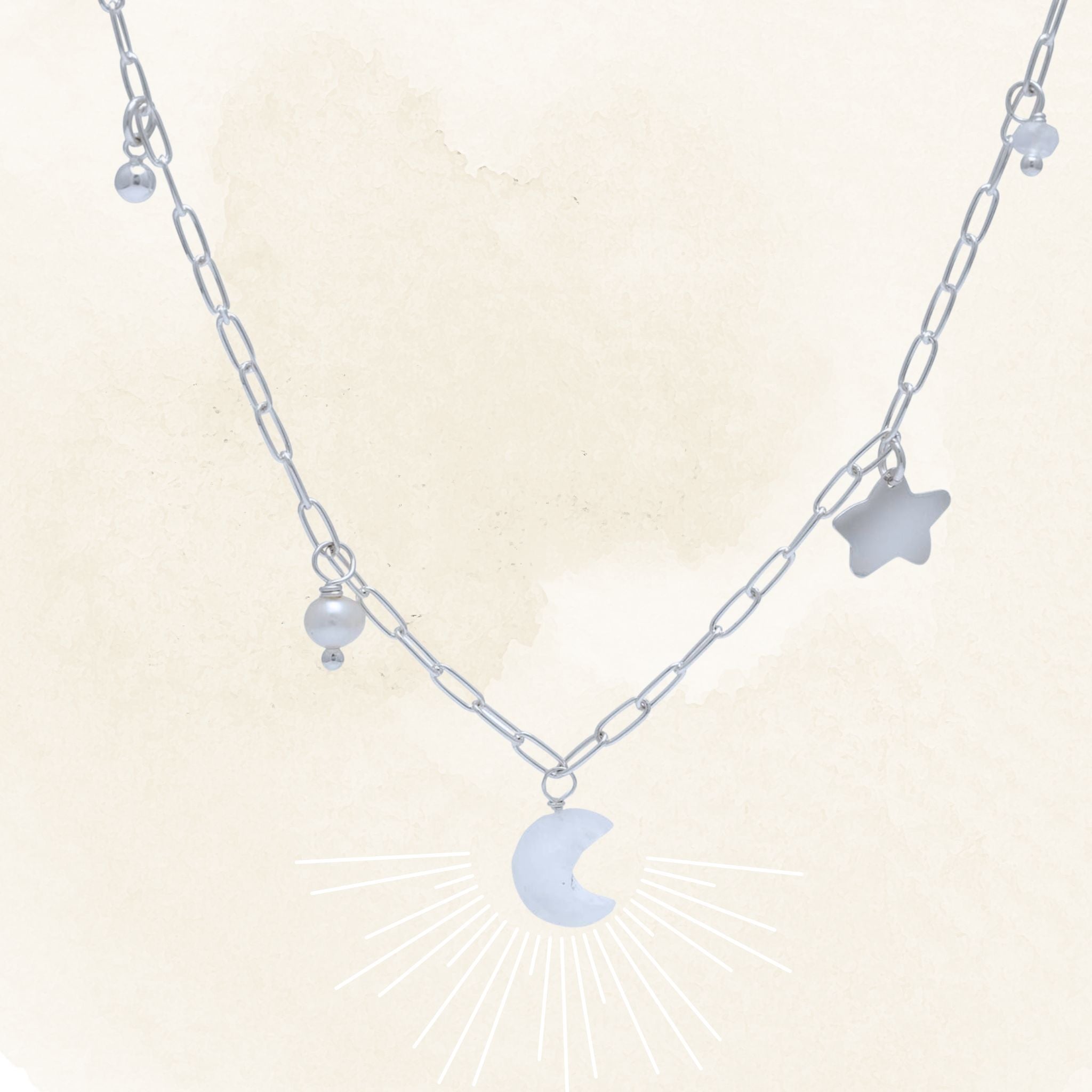 Selene Charm Necklace Silver